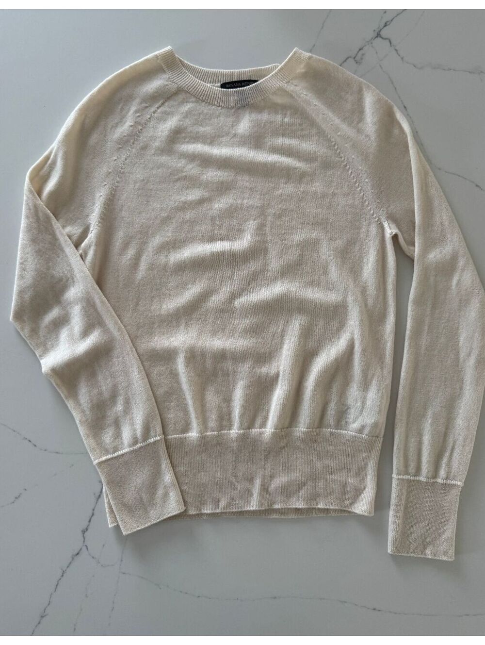 Banana Republic Women's Cream 100% Merino Wool Lightweight Sweater, Size S